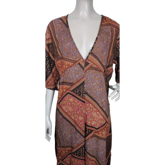 Nasty Gal Geometric Paisley Floral Cheesecloth Patchwork Jumpsuit Size 14 NEW - Picture 5 of 7